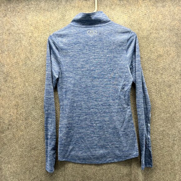 Under Armour Pullover Women XS Blue HeatGear 1/4 Zip Loose Long Sleeve Heather - Picture 2 of 10